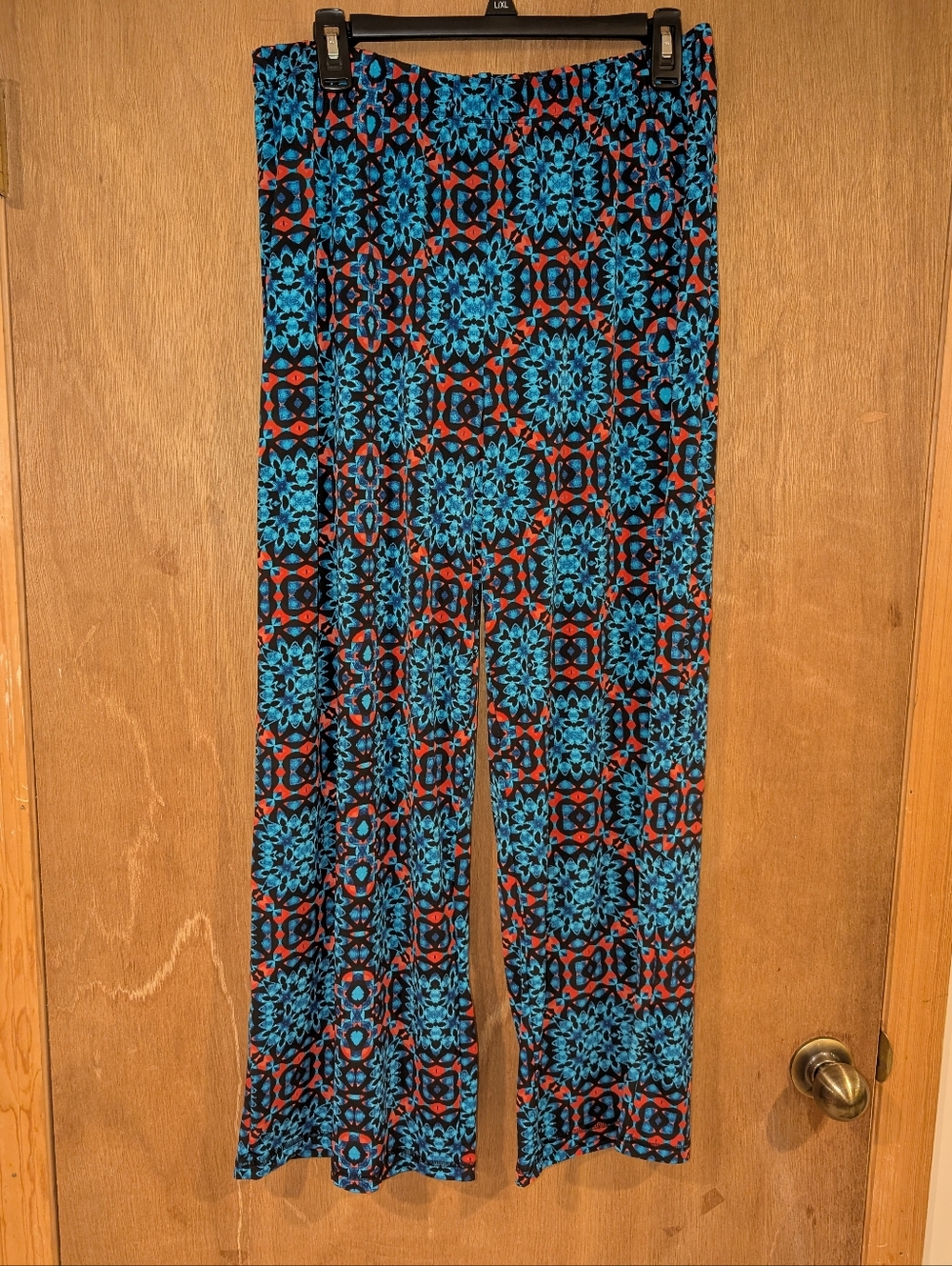 Bluea, orange And Black Geometric Print Wide-Leg Pants